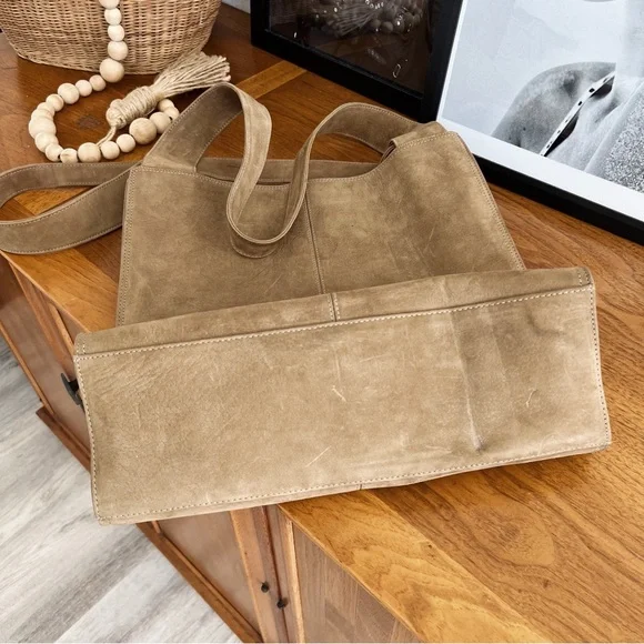 SOLD ❌ GENUINE LEATHER SUEDE LJS SHOULDER TOTE BAG #0312 - Picture 7 of 10